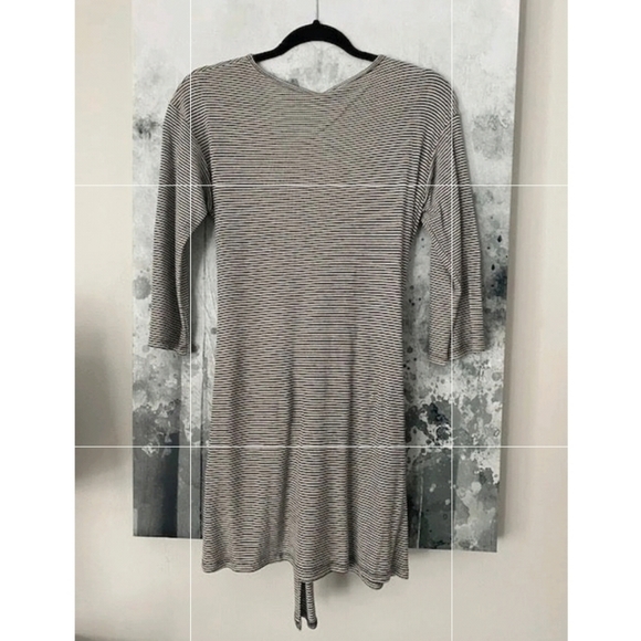 Elan Black White Stripe Tie 3/4 Sleeve Dress S NWT - Picture 4 of 5